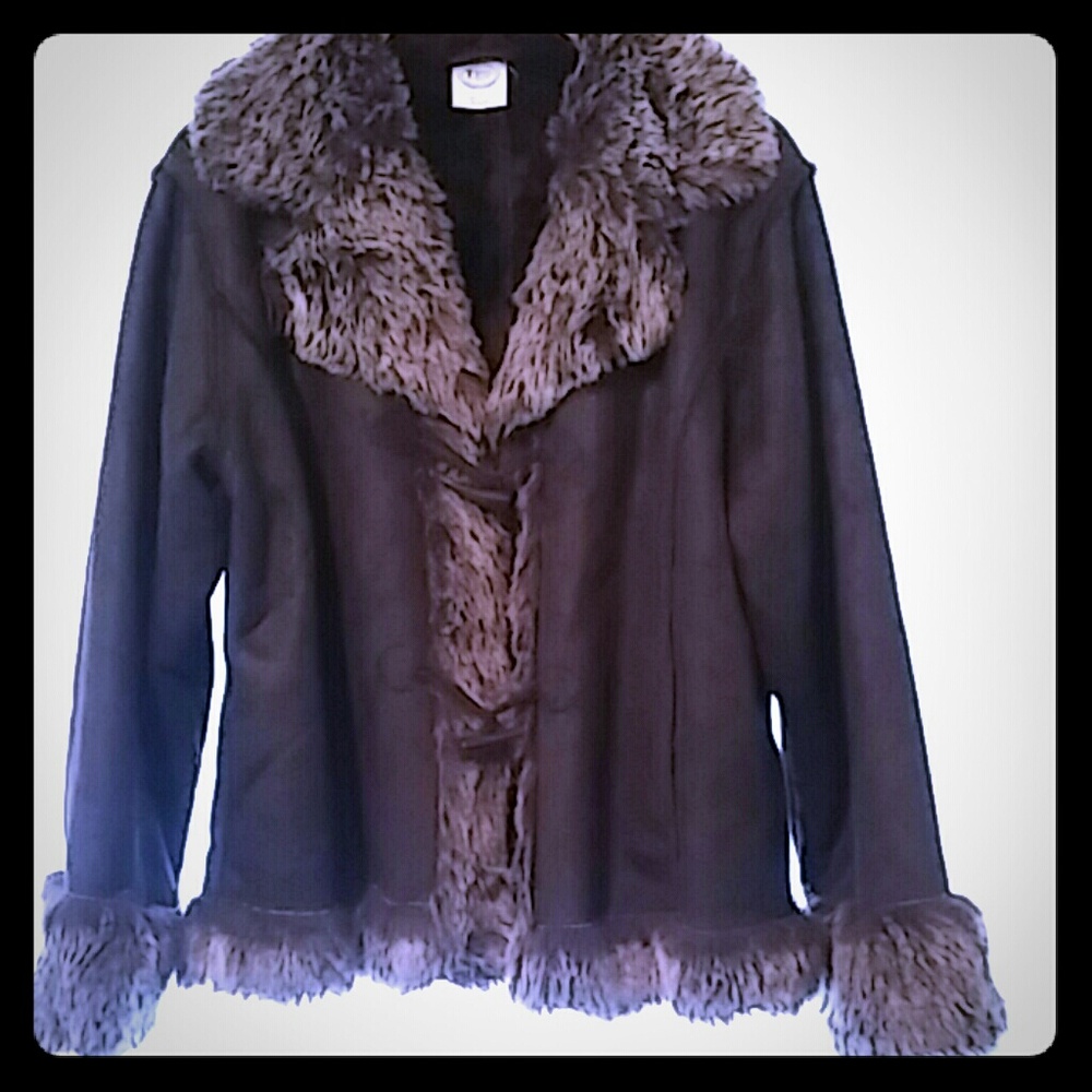 Leather Jacket with Faux Fur